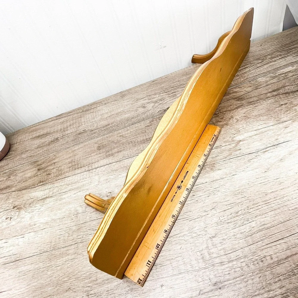 Vintage Gold Wooden Plate Shelf - Vintage Wood Curio